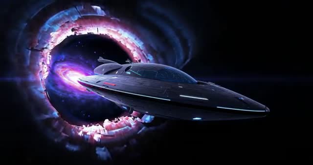Spaceship Gliding Through an Intergalactic Portal
