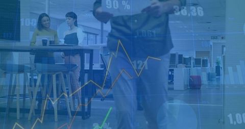 Business Team Collaborating with Data Visualization in Modern Office