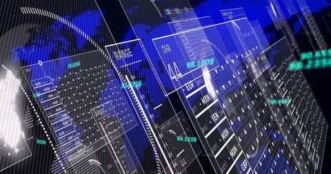 Digital Data Processing Interface on a Global Map - Download Free Stock Images Pikwizard.com