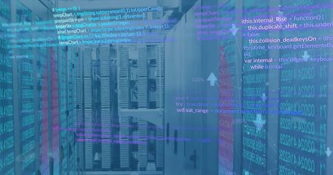 Financial Data Servers with Digital Code Overlay - Download Free Stock Images Pikwizard.com