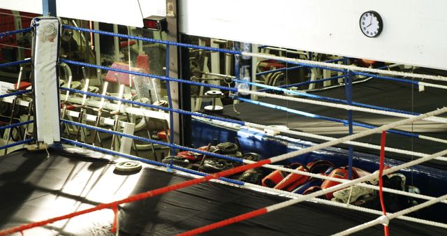 Empty Boxing Ring in Gym with Fitness Equipment - Download Free Stock Images Pikwizard.com