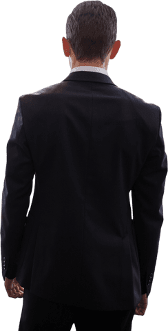 Transparent Businessman in Suit Standing Rear View