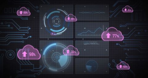 Digital Interface with Virtual Clouds and Data Analytics - Download Free Stock Images Pikwizard.com