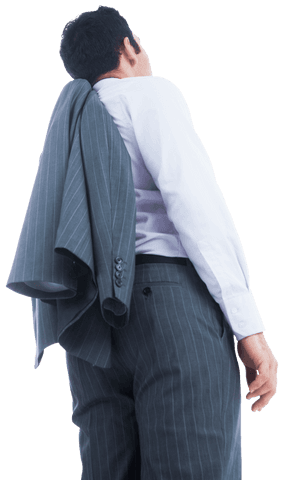 Transparent Background Businessman Holding Jacket Suit