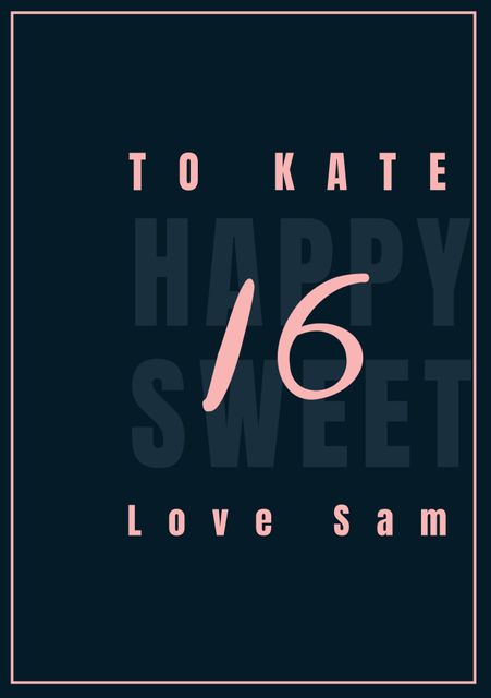 An elegant Sweet 16 birthday greeting with bold, sophisticated typography. Perfect for celebrating a milestone birthday. Ideal for social media posts, personalized birthday cards, or party invitations.