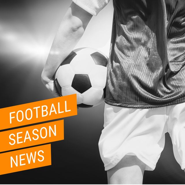 Football Season News Highlighted With Soccer Player Holding Ball - Download Free Stock Templates Pikwizard.com