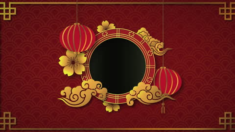 Elegant Chinese Themed Background with Golden Lanterns