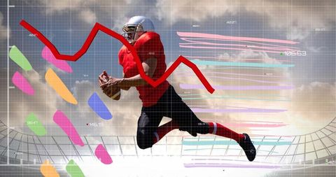 American Football Player with Financial Chart Overlay