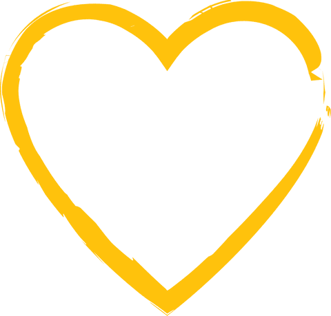 Yellow heart symbol on transparent background for love and romance