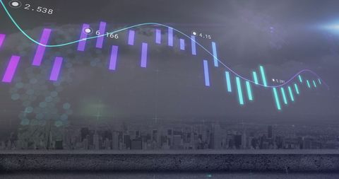 Abstract Financial Graph Overlaying Urban Skyline - Download Free Stock Images Pikwizard.com
