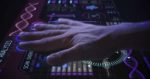 Human Hand Interacting with Digital Biometric Interface - Download Free Stock Images Pikwizard.com