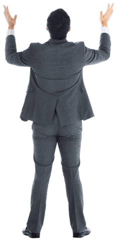 Biracial businessman celebrating on transparent background