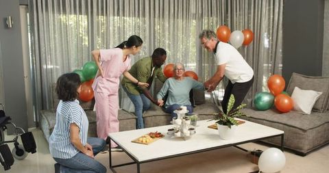 Diverse Group Greeting Newcomer in Treatment Center