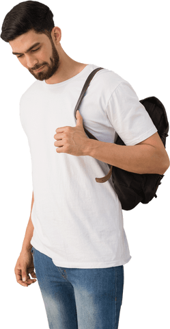 Thoughtful Young Man with Backpack on Transparent Background - Download Free Stock Videos Pikwizard.com
