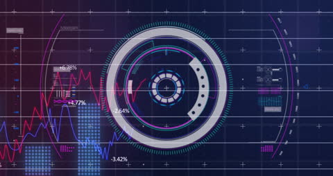 Futuristic Financial Interface with Data Charts and Graphs