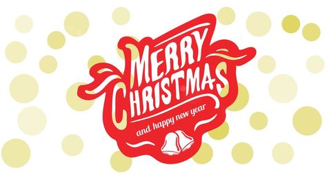 Christmas New Year Greeting Text with Golden Dots on White