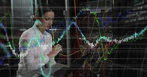 Businesswoman Analyzing Data in High-Tech Server Room - Download Free Stock Images Pikwizard.com