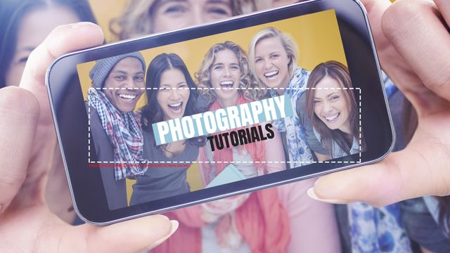 Cheerful Promotion of Photography Tutorials on Smartphone - Download Free Stock Templates Pikwizard.com