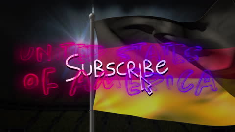 Animated Graphic of USA Text and Subscribe Call to Action with German Flag