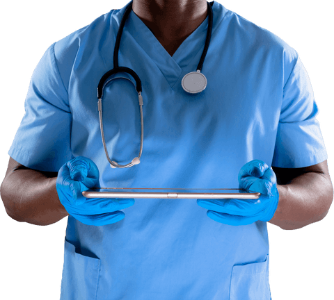 Transparent Medical Professional Holding Digital Tablet