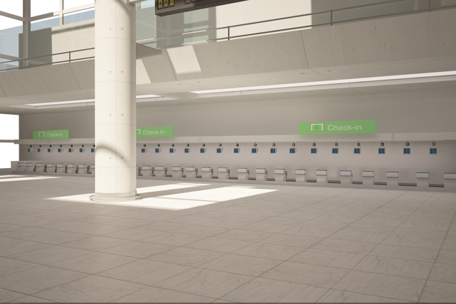 Modern Transparent Airport Terminal with Self Check-in Desks - Download Free Stock Videos Pikwizard.com