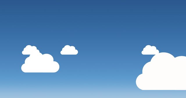 This illustration shows a minimalist design featuring a clear blue sky with sparse and minimalistic white clouds. Perfect for website backgrounds, design projects, greeting cards, posters, and social media graphics aiming for a clean, straightforward look. It conveys tranquility and simplicity, making it versatile for various creative needs.