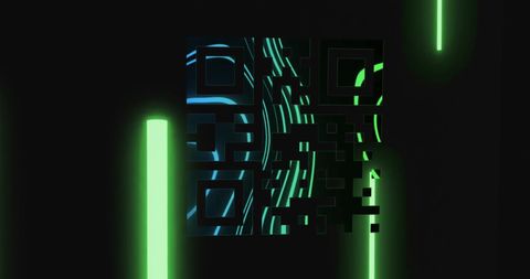 Abstract QR Code with Neon Elements in Dark Background - Download Free Stock Images Pikwizard.com