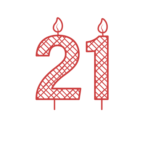 red lit 21st birthday candle illustration on transparent background - Download Free Stock Videos Pikwizard.com