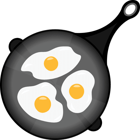 Vector illustration of fried eggs on transparent pan background