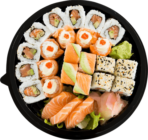 transparent japanese sushi platter variety on black tray - Download Free Stock Videos Pikwizard.com