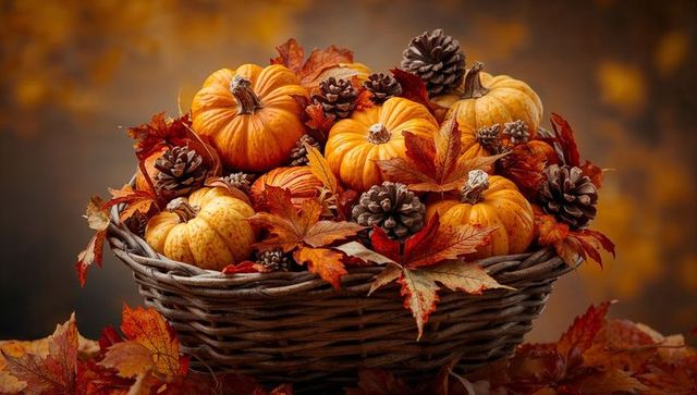 Rustic Autumn Arrangement with Mini Pumpkins and Pine Cones