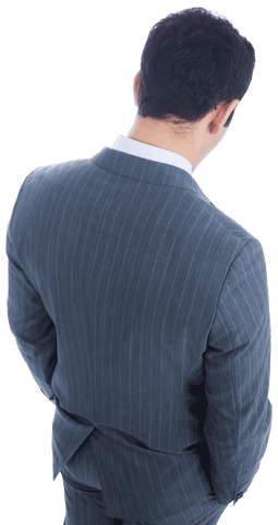 Transparent Back View of Biracial Businessman in Suit