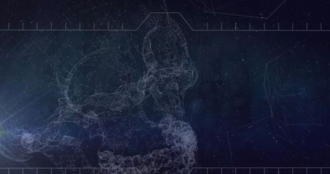 Futuristic Digital Wireframe Skull with Tech Interface - Download Free Stock Images Pikwizard.com