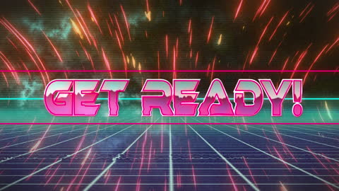 Retro Futuristic Get Ready Message with Glitch Effects
