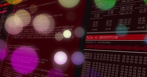 Encryption interface display with progress bar and hexadecimal codes