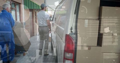 Delivery and logistics data overlay conceptual background