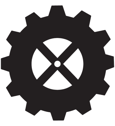 Black gear cogwheel on transparent background