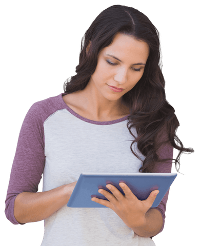 transparent young woman holding tablet for digital communication - Download Free Stock Videos Pikwizard.com