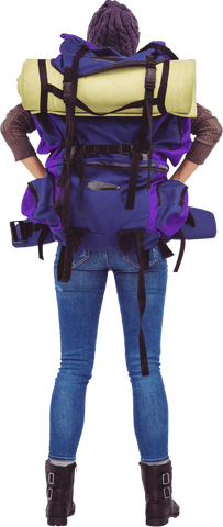 rear view transparent backpacking hipster woman with travel bag - Download Free Stock Videos Pikwizard.com
