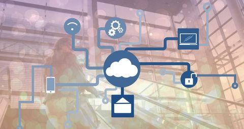 Digital Network and Technology Concept with Icons Overlay - Download Free Stock Images Pikwizard.com