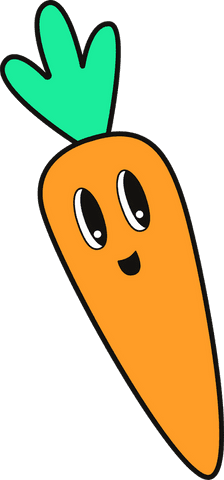 Playful Cartoon Carrot Character Smiling on Transparent Background