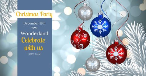 Festive Christmas Party Invitation with Elegant Ornaments - Download Free Stock Templates Pikwizard.com