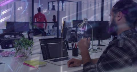 Professionals Collaborating in Modern Open-Plan Office Setting