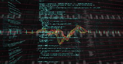 Displaying Multilayer Data Visualization with Floating Waveform over 3D Code Grid Interface