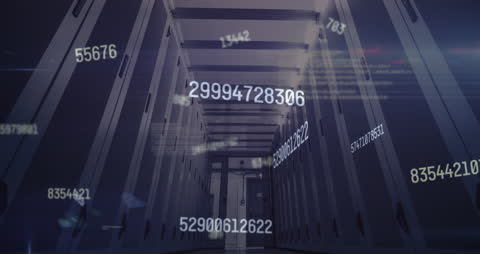 Digital Data Network in Server Room Animation