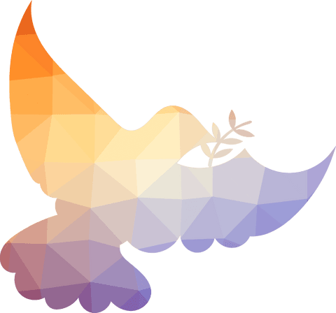 Transparent geometric dove symbol with ombré tones