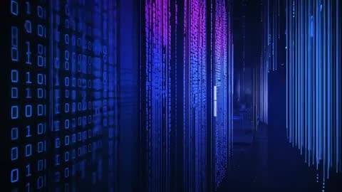 Futuristic Digital Data Tunnel with Shifting Neon Lights