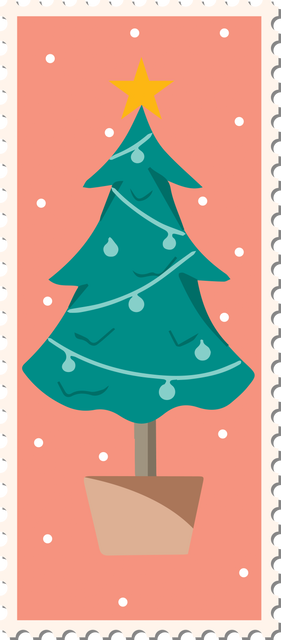 Transparent Christmas Stamp with Tree and Star on Peach Background - Download Free Stock Videos Pikwizard.com