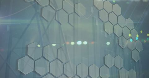 digital interface hexagons overlay on cityscape - Download Free Stock Images Pikwizard.com