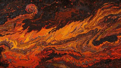 Fiery fluid abstract art with swirling patterns